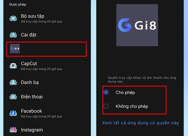 Thiết lập cài đặt để app Gi8 hoạt động sau khi tải về
